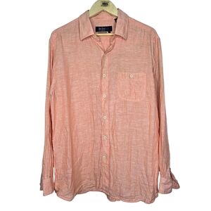 Nat Nast Light Coral Casual Button Down Shirt 100% Linen
